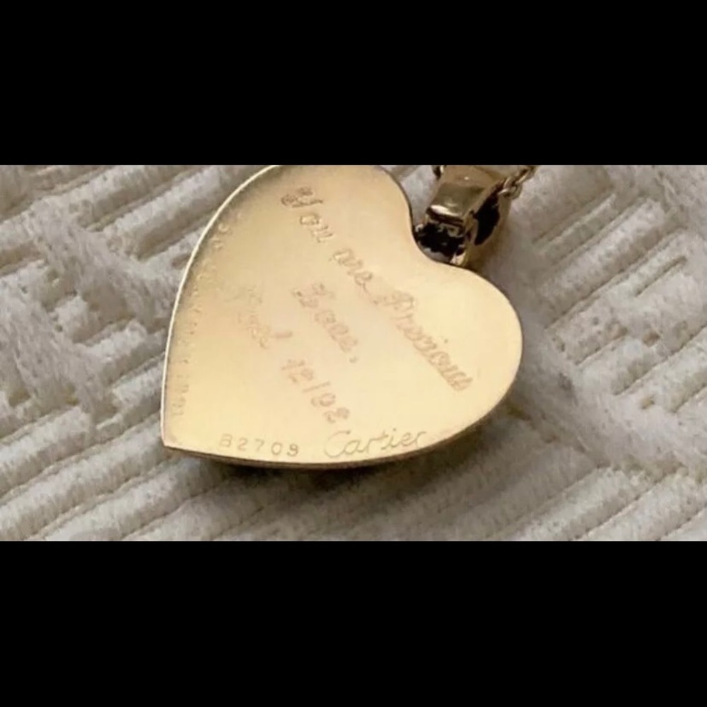 1991 Cartier 18k Gold Chrysoprase Heart Necklace - Picture 6 of 8
